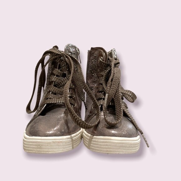 Stuart Weitzman Little Girls Embellished Hidden Wedge Sneakers SZ 12 EUC - Picture 2 of 5